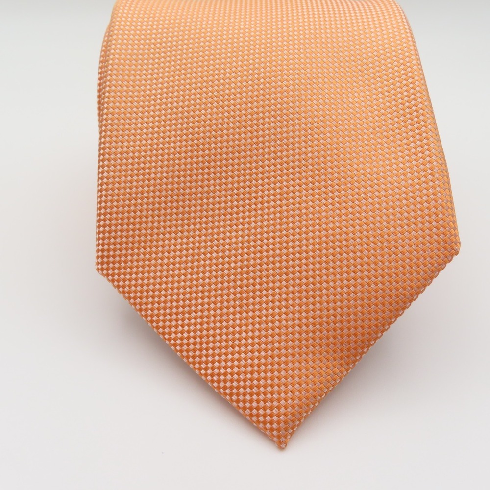 Countess Mara Tie Orange White Checked 3.25" Wide 57" Long Polyester - Picture 2 of 7